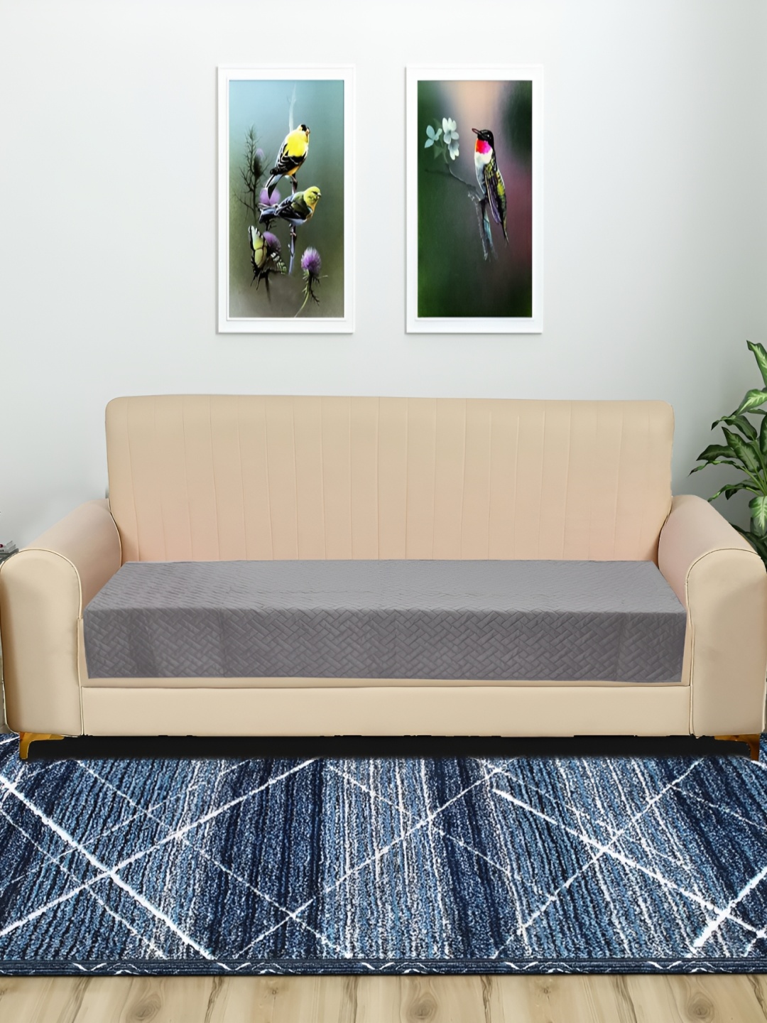 

RRC Grey Solid Velvet 3 Pieces Sofa Cover