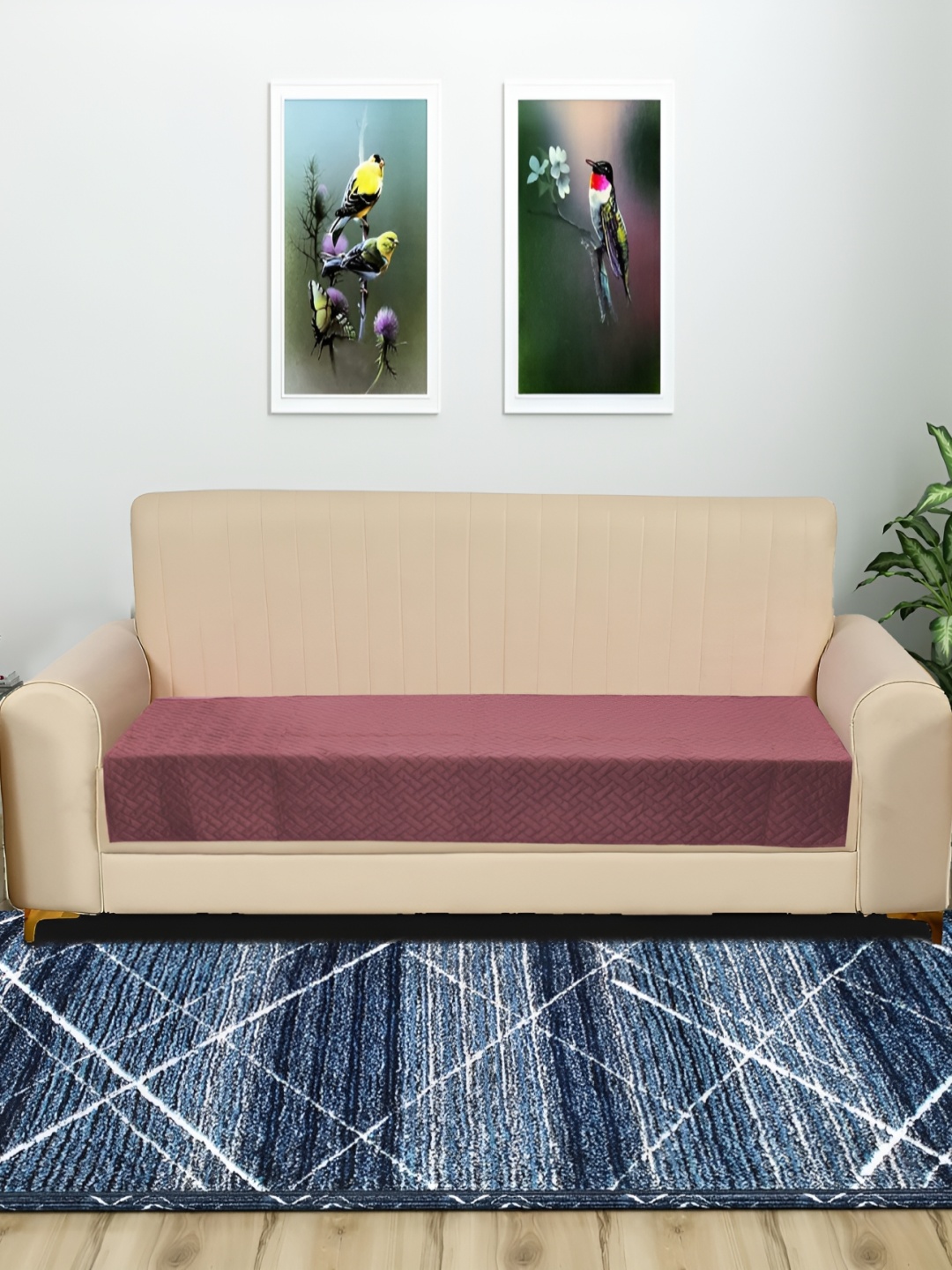 

RRC Coral Solid Velvet 3 Pieces Sofa Cover