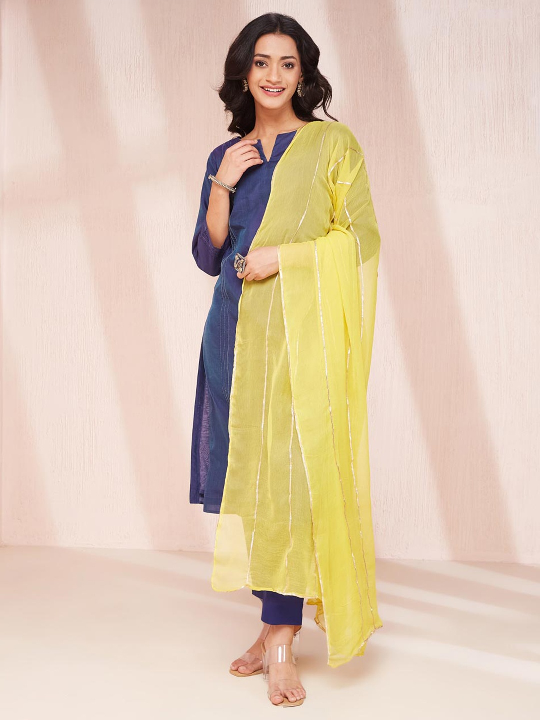 

Fabindia Solid Party Dupatta with Gotta Patti, Yellow