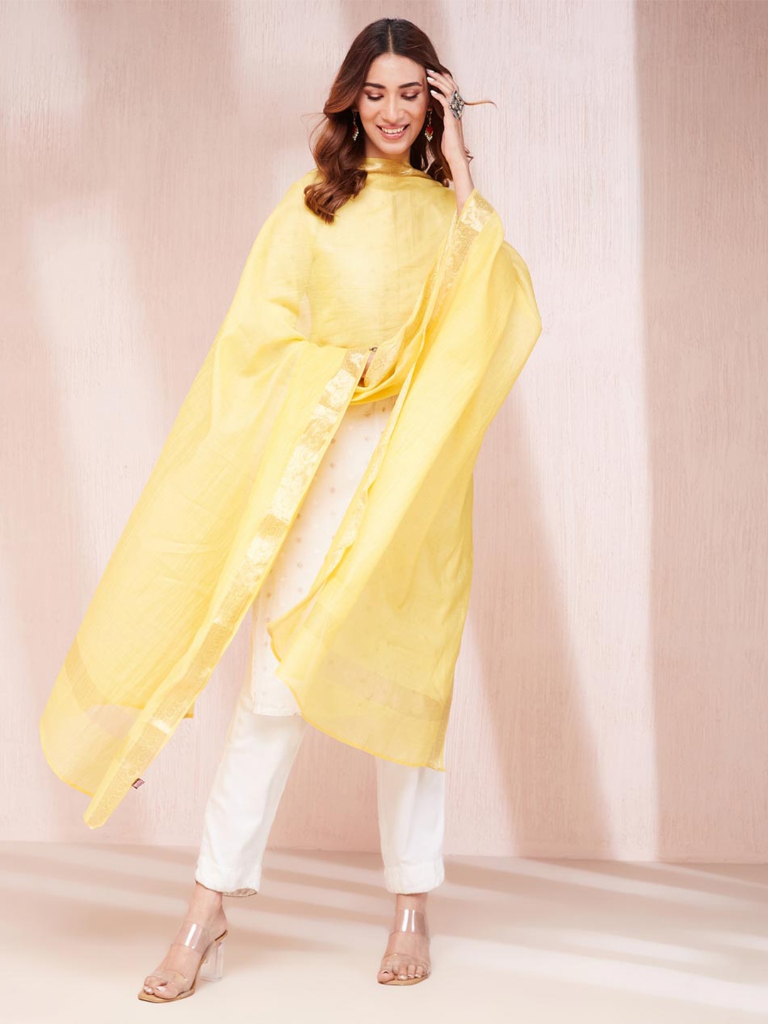 

Fabindia Woven Design Dupatta, Yellow