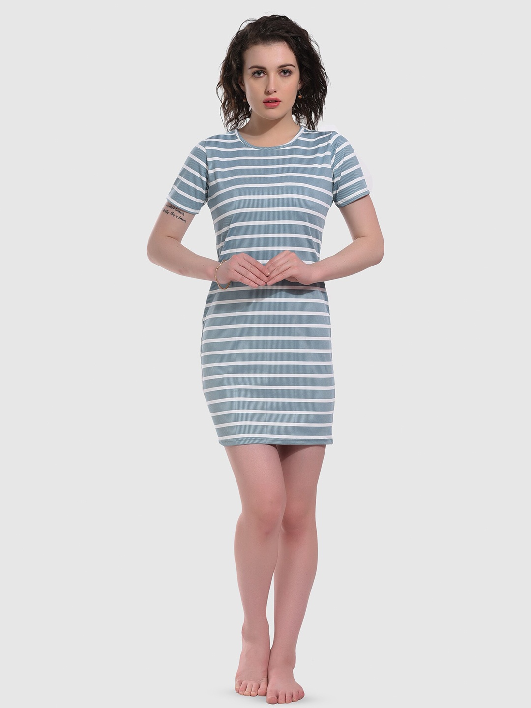 

ESOROUCHA Striped Nightdress, Grey