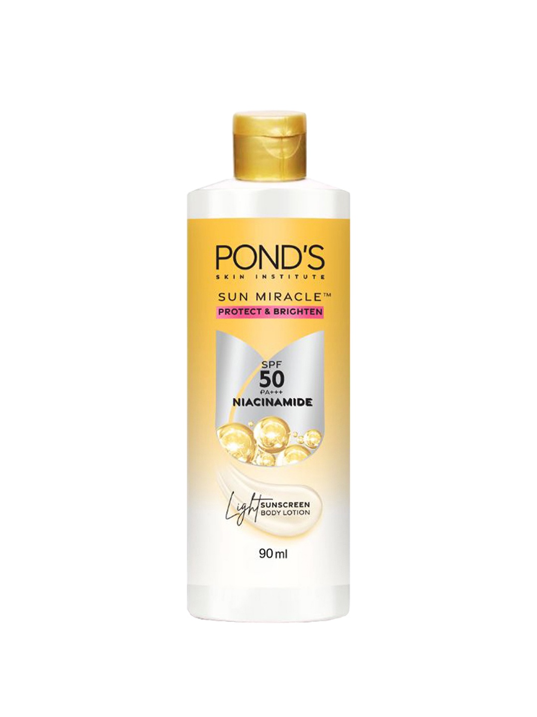

Ponds Sun Miracle Protect & Brighten SPF 50 PA+++ Niacinamide Light Body Lotion - 90ml, Yellow