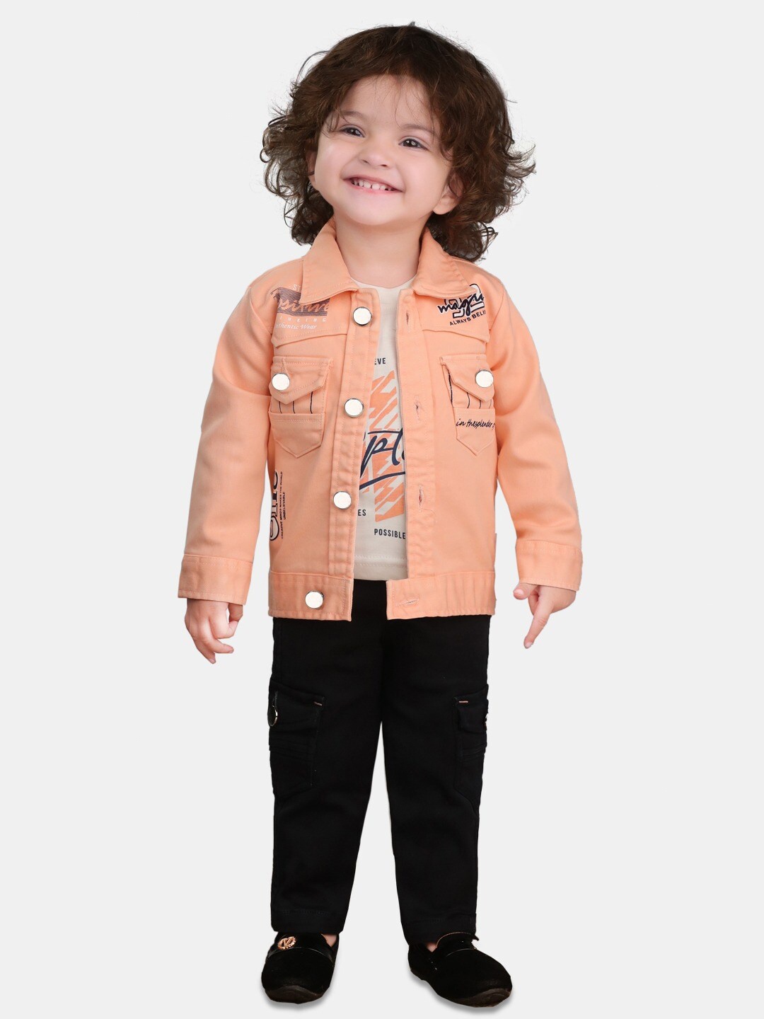 

BAESD Infant Boys Printed T-shirt and Shirt With Trouser, Pink