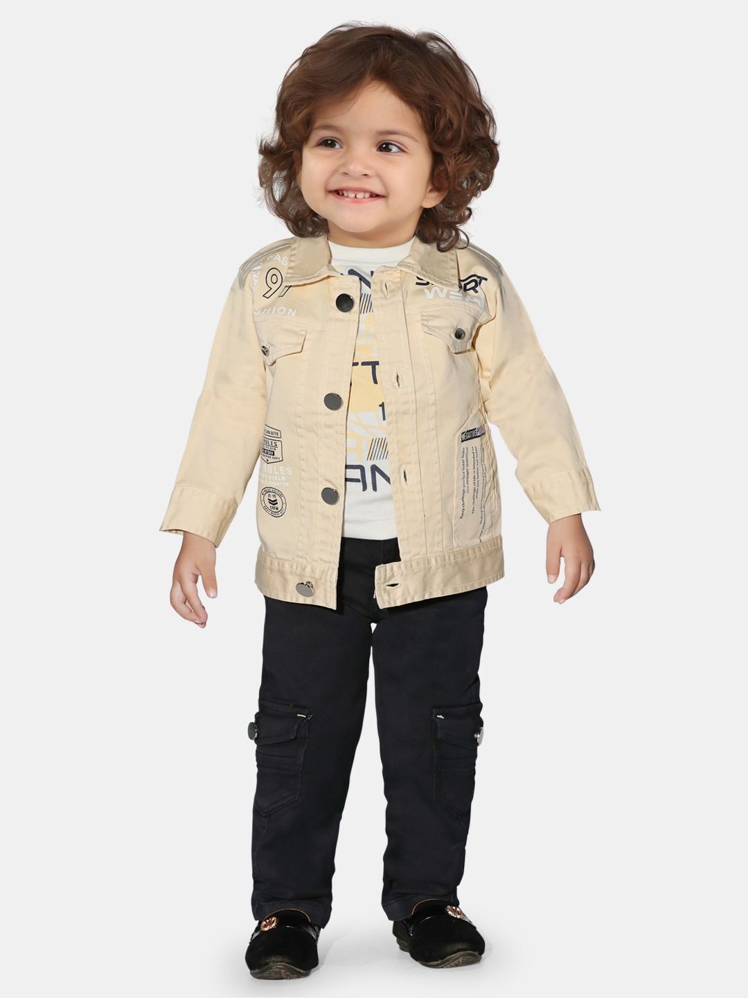 

BAESD Infant Boys Printed T-shirt and Shirt With Trouser, Cream