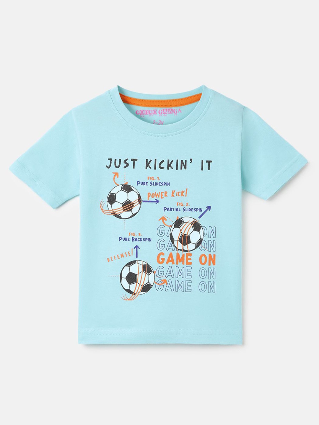 

Googo Gaaga Boys Typography Printed Round Neck Short Sleeves Cotton T-shirt, Blue