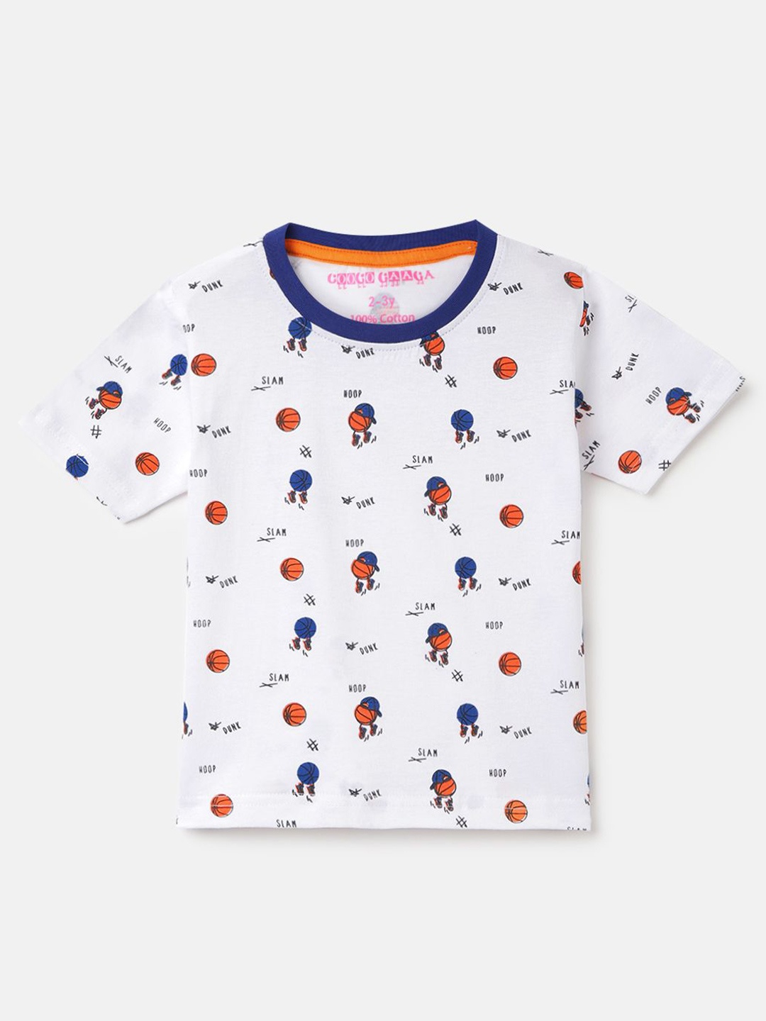 

Googo Gaaga Boys Printed Round Neck Short Sleeves Cotton T-shirt, White