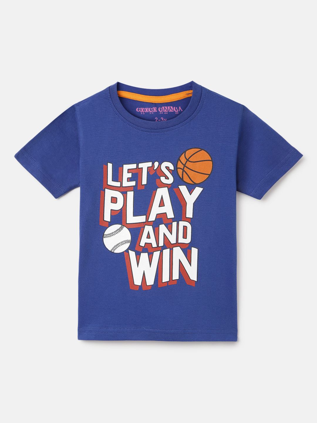 

Googo Gaaga Boys Typography Printed Applique T-shirt, Blue