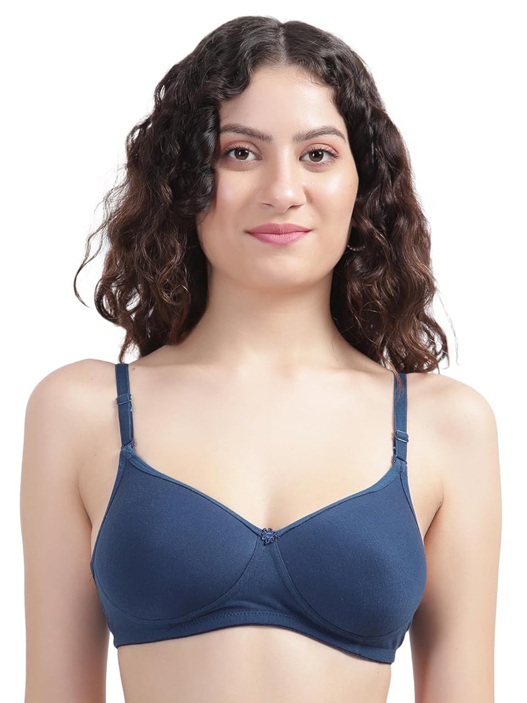 

LIONZY Women Solid Full Coverage Lightly Padded Bra, Navy blue
