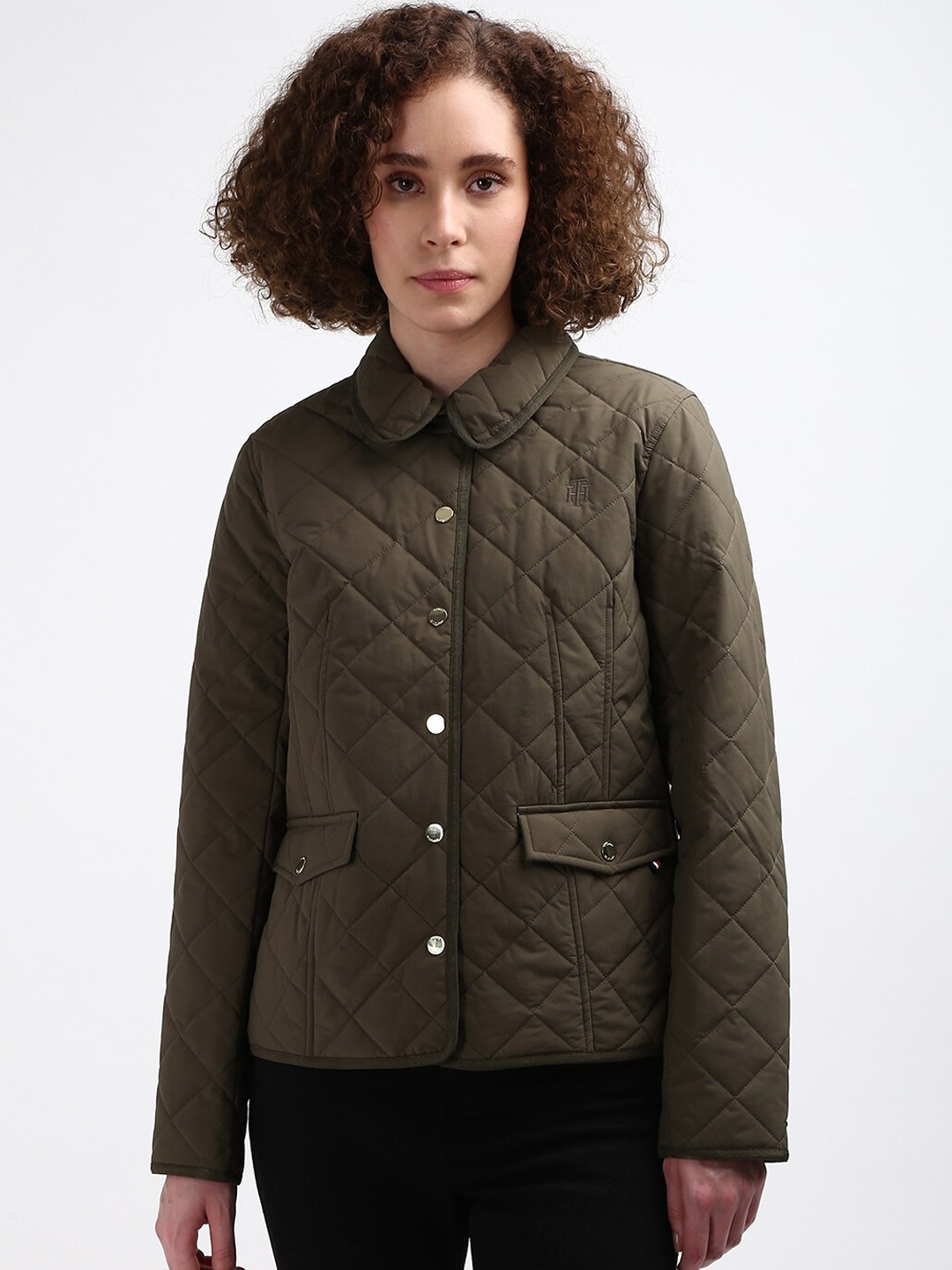 

Tommy Hilfiger Spread Collar Quilted Jacket, Olive