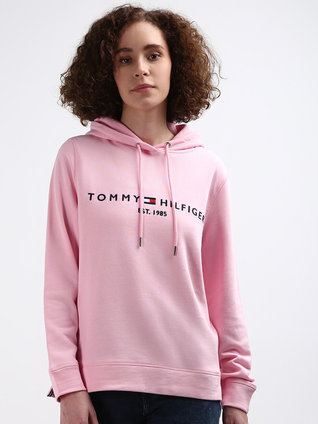 

Tommy Hilfiger Typography Printed Hooded Pullover Sweatshirt, Pink
