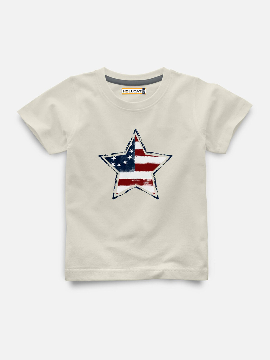 

HELLCAT Boys Graphic Printed Round Neck Cotton T-shirt, Cream
