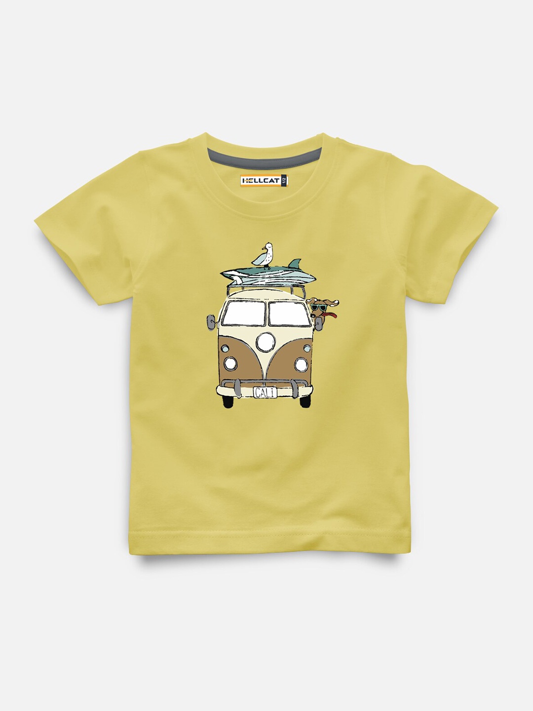 

HELLCAT Infants Graphic Printed Cotton T-shirt, Yellow