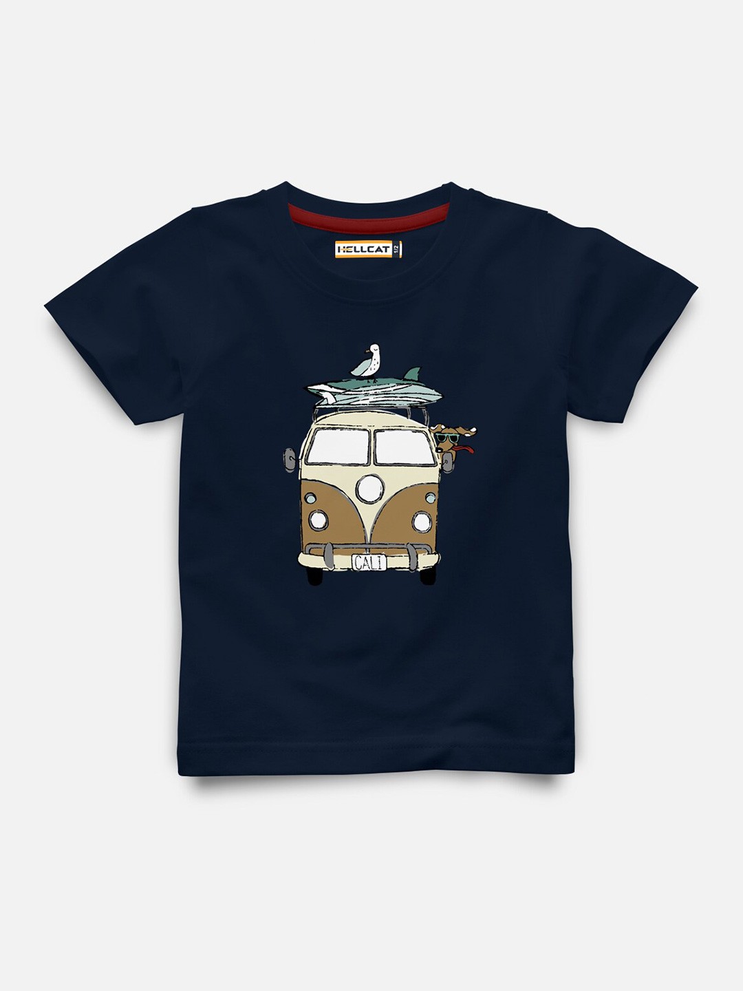 

HELLCAT Infants Graphic Printed Cotton T-shirt, Navy blue