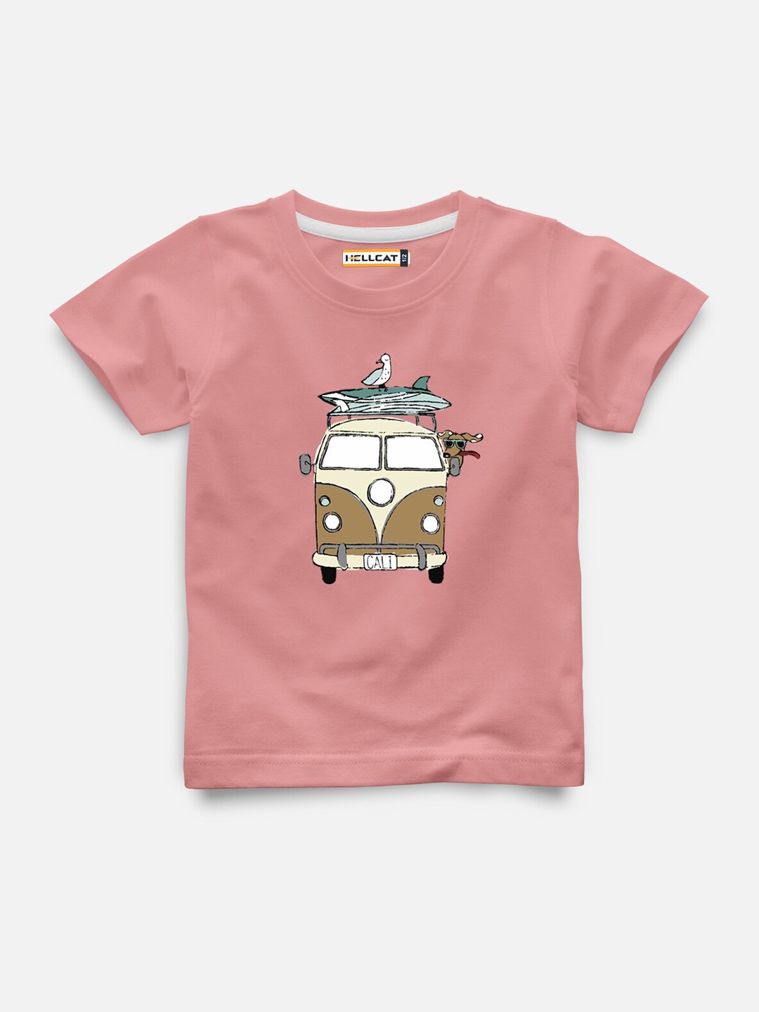 

HELLCAT Infants Graphic Printed Cotton T-shirt, Pink