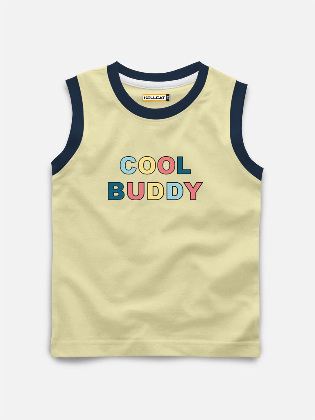 

HELLCAT Infants Typography Printed Sleeveless Cotton T-shirt, Yellow