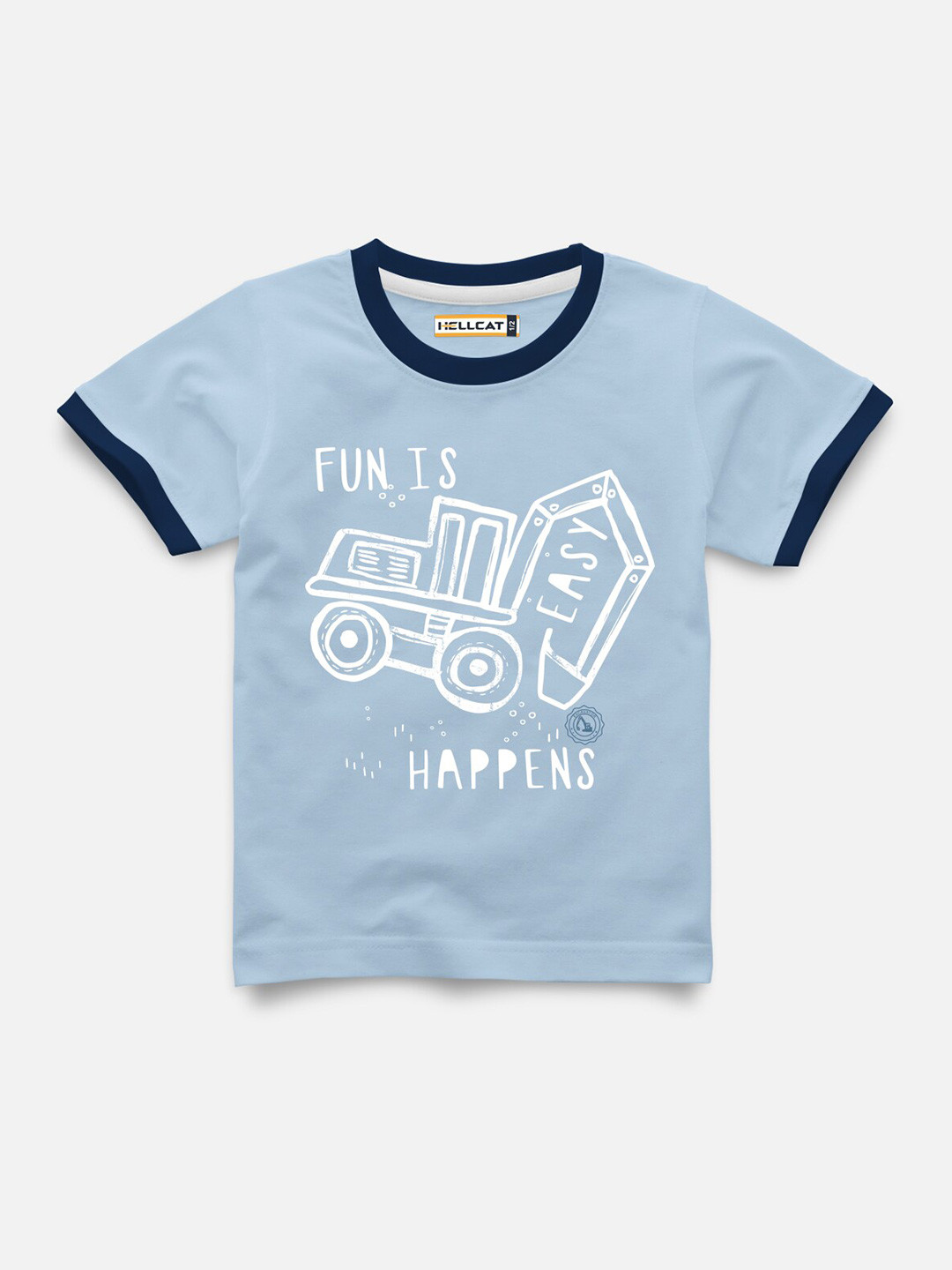

HELLCAT Infants Graphic Printed Cotton T-shirt, Blue