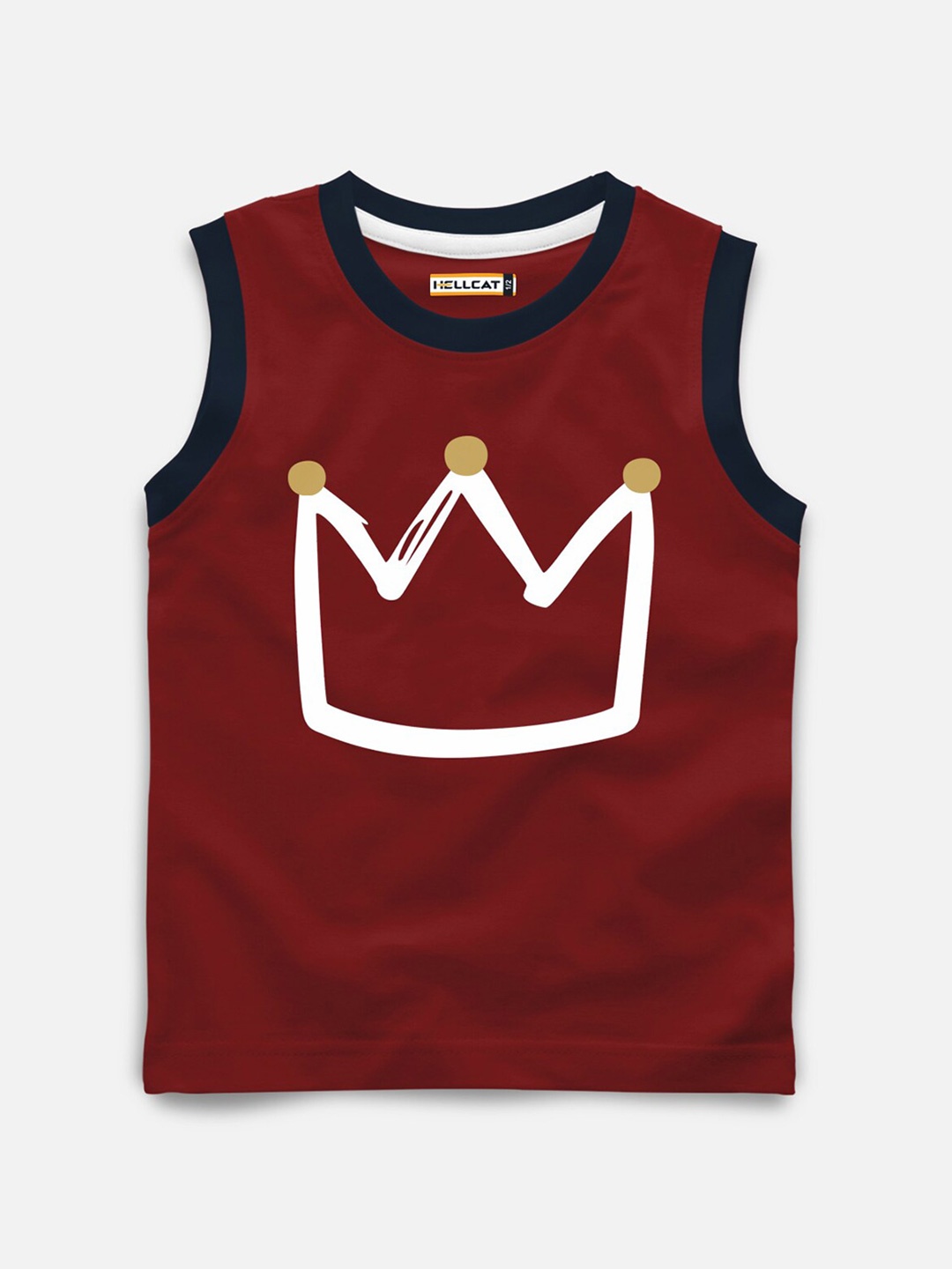 

HELLCAT Infants Graphic Printed Sleeveless Cotton T-shirt, Maroon