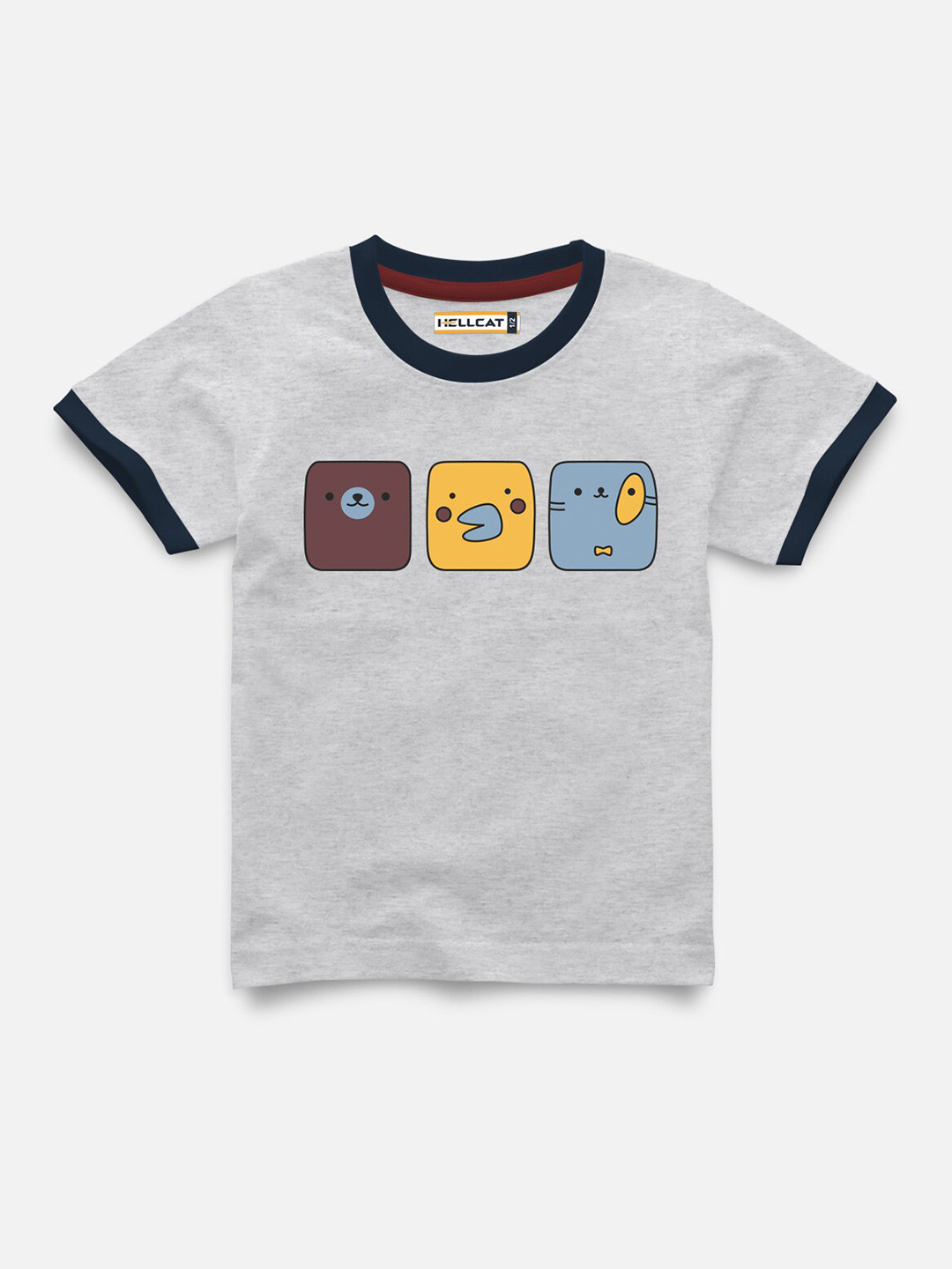 

HELLCAT Boys Graphic Printed Round Neck Cotton T-shirt, Grey melange