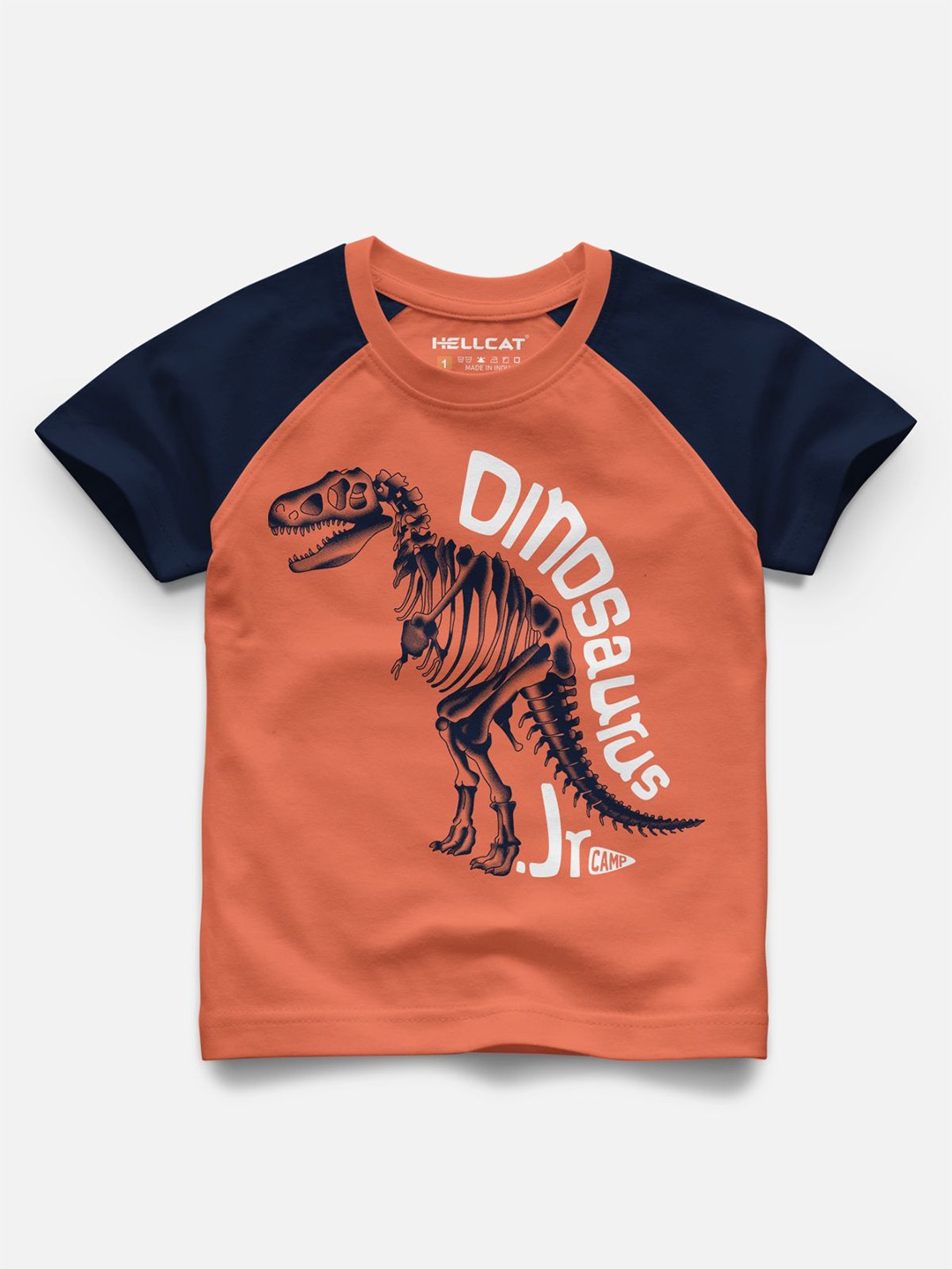 

HELLCAT Boys Graphic Printed Round Neck Cotton T-shirt, Orange