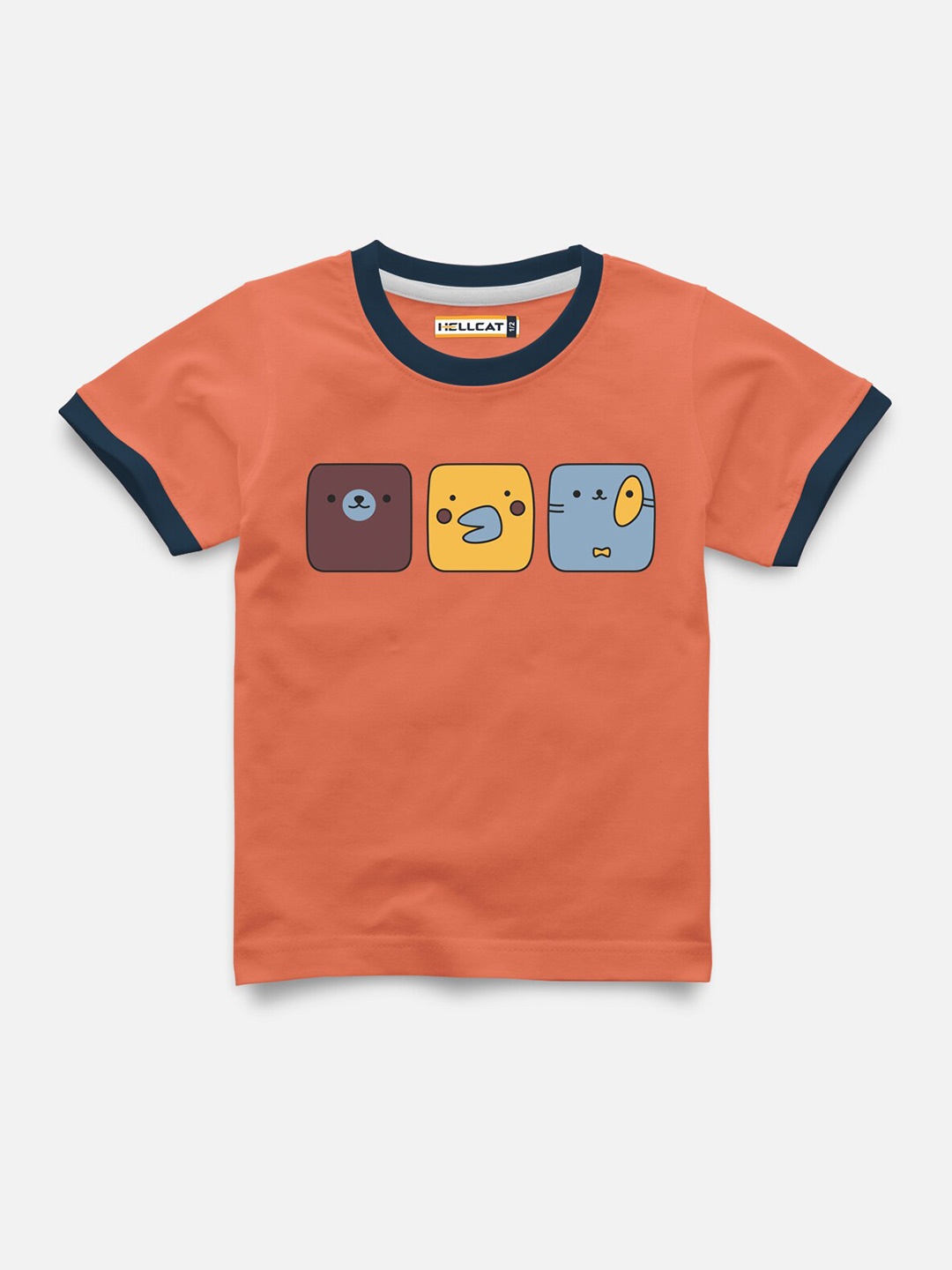 

HELLCAT Boys Printed Round Neck Cotton T-shirt, Orange