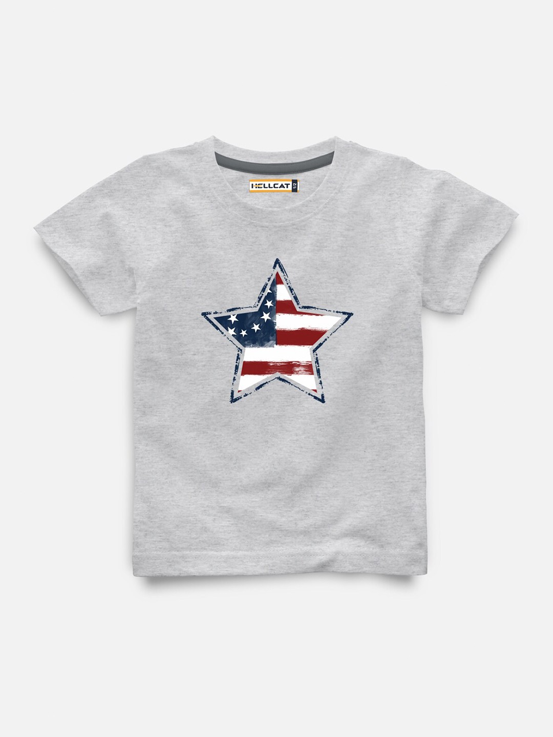 

HELLCAT Infants Graphic Printed Cotton T-shirt, Grey melange