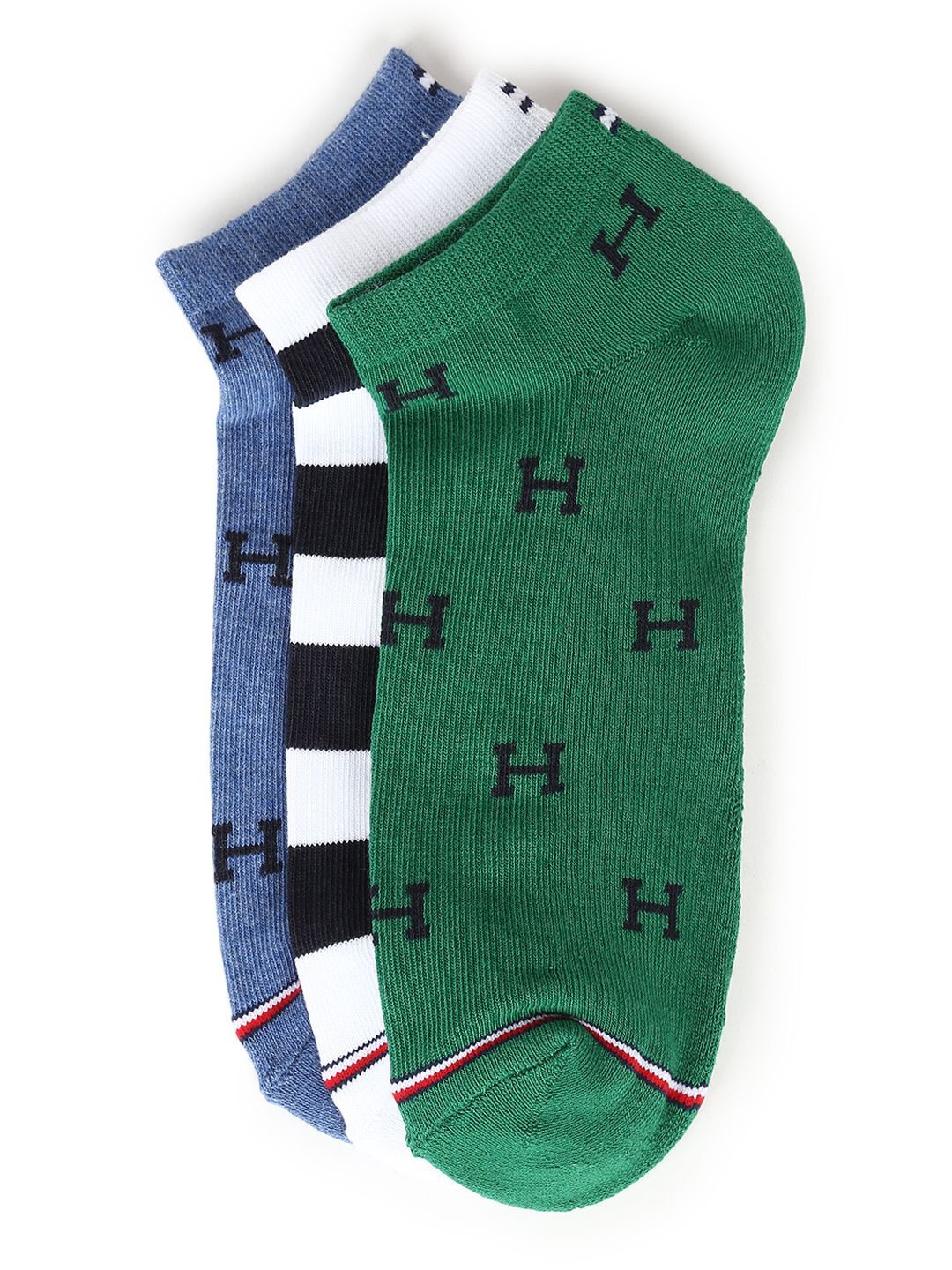 

Tommy Hilfiger Pack Of 3 Patterned Ankle-Length Socks, Blue