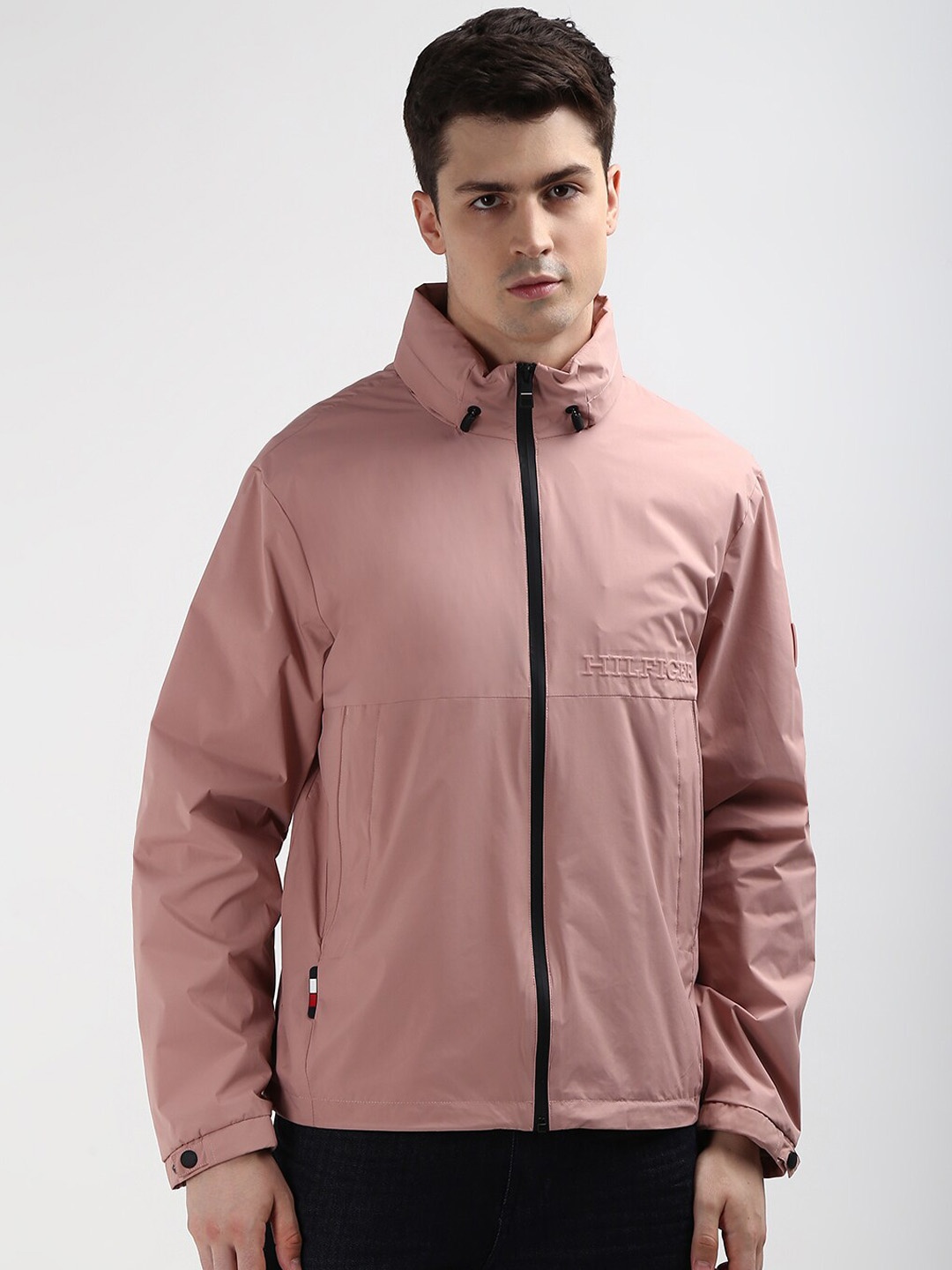 

Tommy Hilfiger Men Hooded Full Sleeves Bomber Jacket, Pink