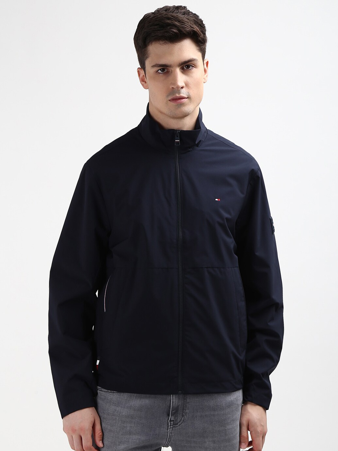 

Tommy Hilfiger Men Mock Collar Bomber Jackets, Navy blue