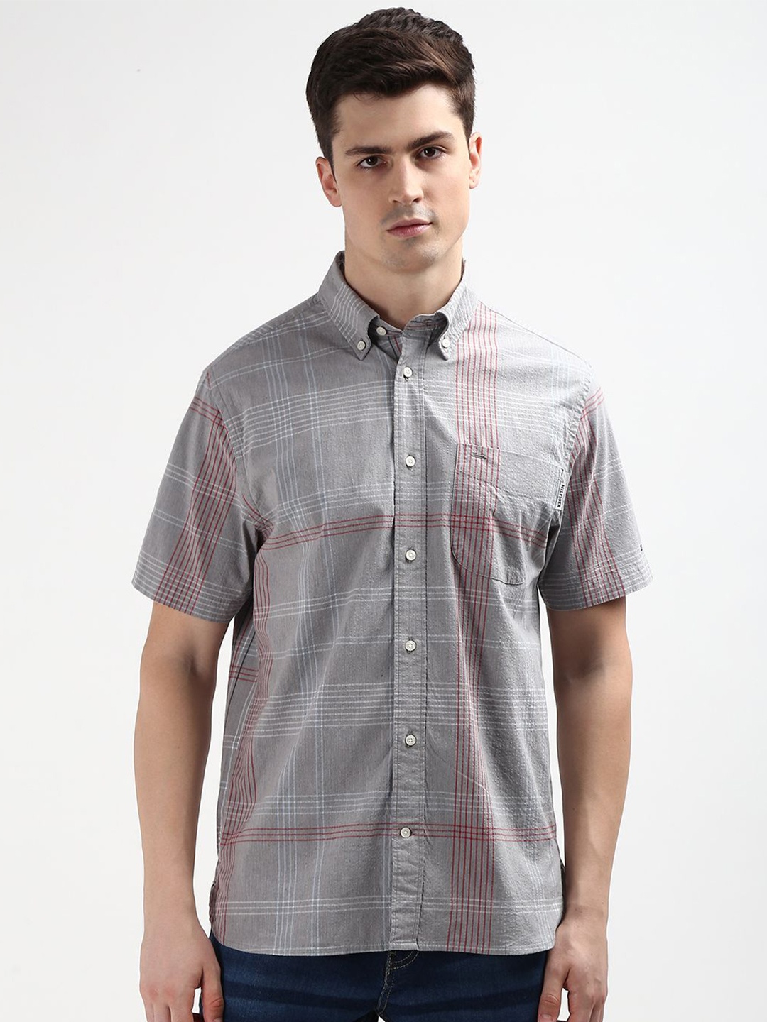 

Tommy Hilfiger Button-Down Collar Short Sleeves Casual Shirt, Grey