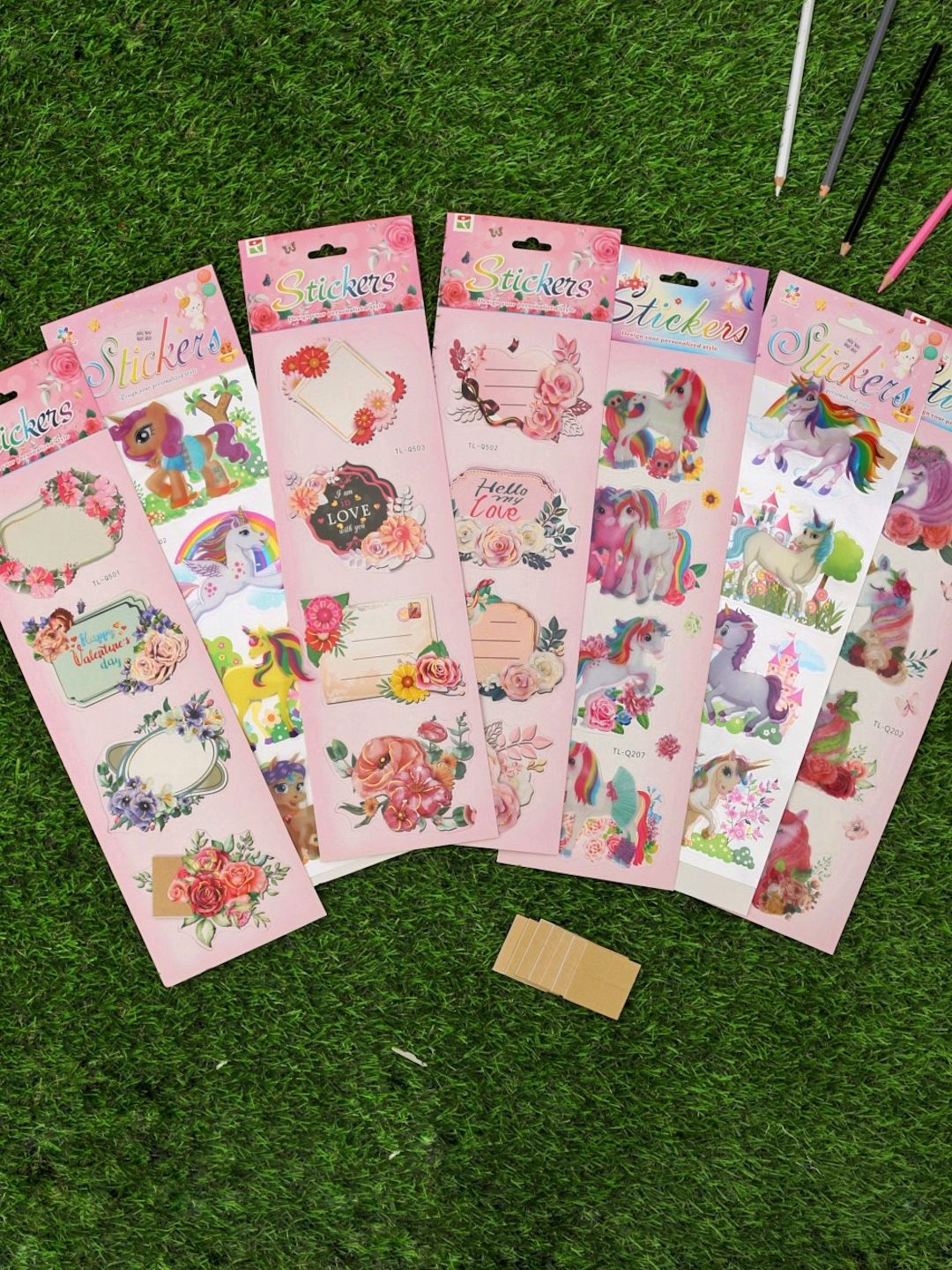 

Yellow Bee Greeting Cards and Unicorn Set Of 7 3D Stickers Combo, Multicolor,, Pink