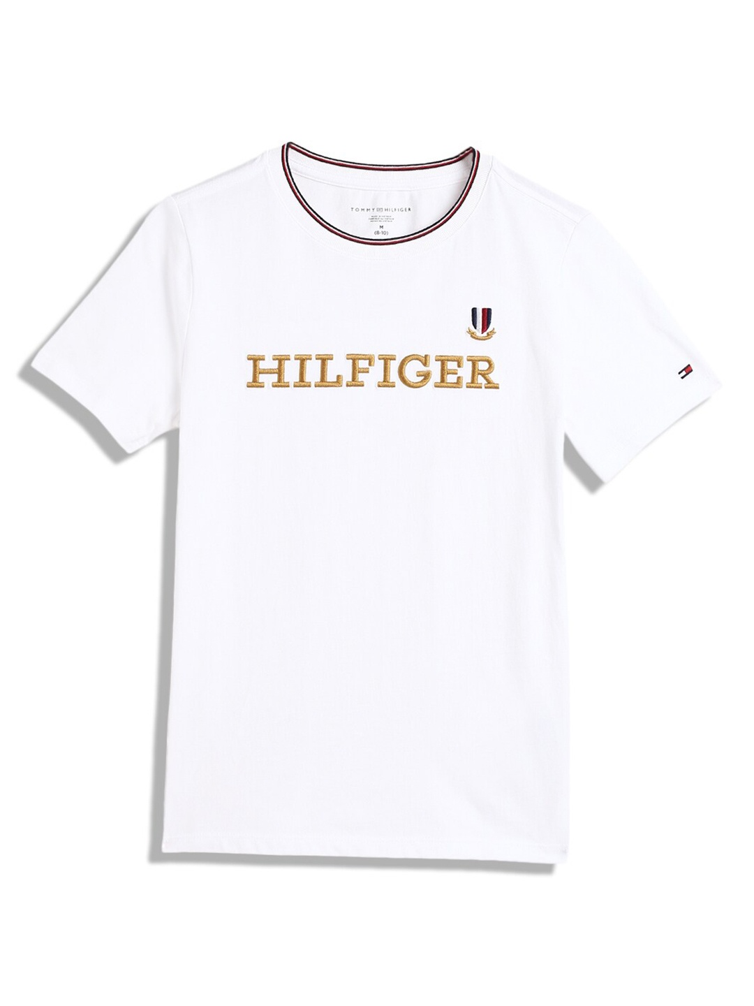 

Tommy Hilfiger Boys Typography Round Neck Applique Cotton T-shirt, White
