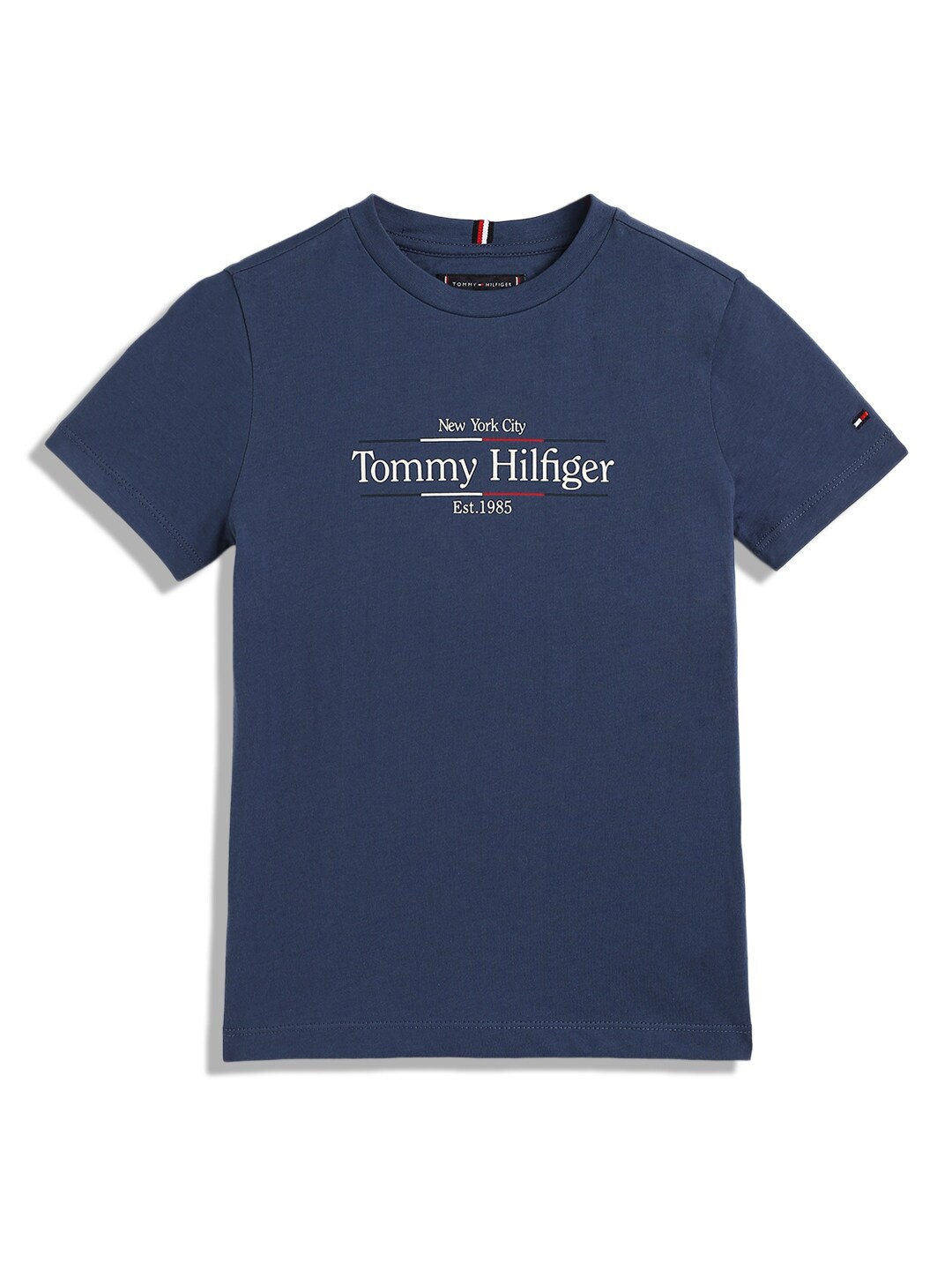 Tommy Hilfiger Boys Typography Round Neck T-shirt, Blue
