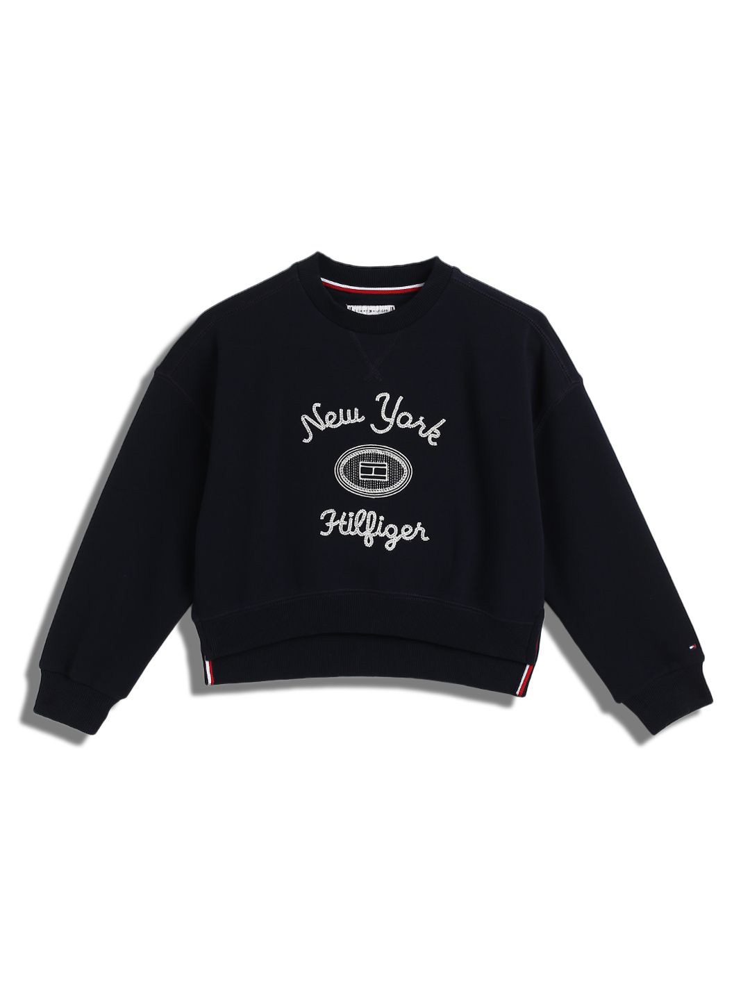 

Tommy Hilfiger Girls Typography Printed Long Sleeves Pullover Sweatshirt, Blue