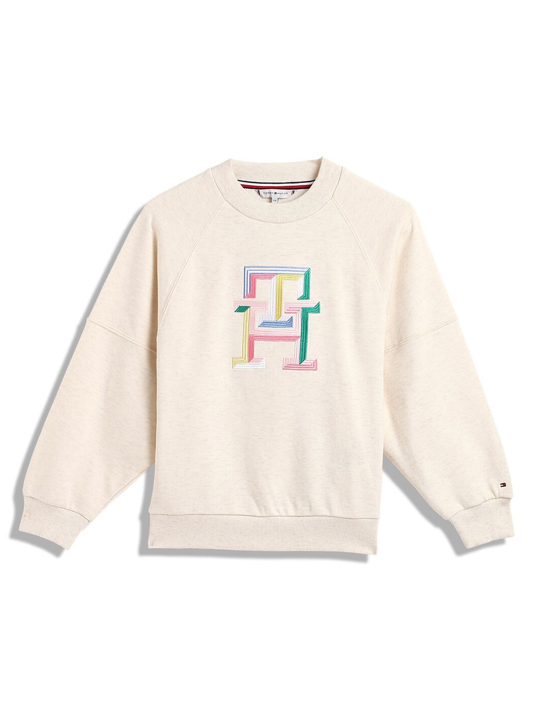 

Tommy Hilfiger Girls Typography Round Neck Cotton Pullover Sweatshirt, Beige