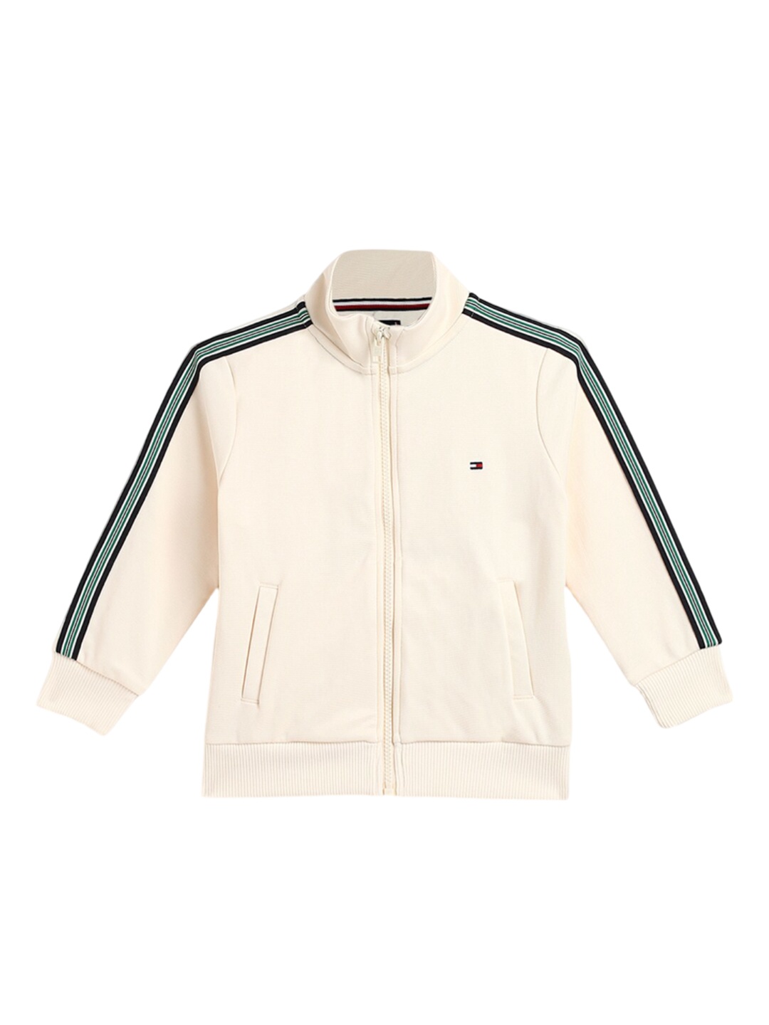 

Tommy Hilfiger Boys Striped Mock Collar Bomber Jacket, Cream