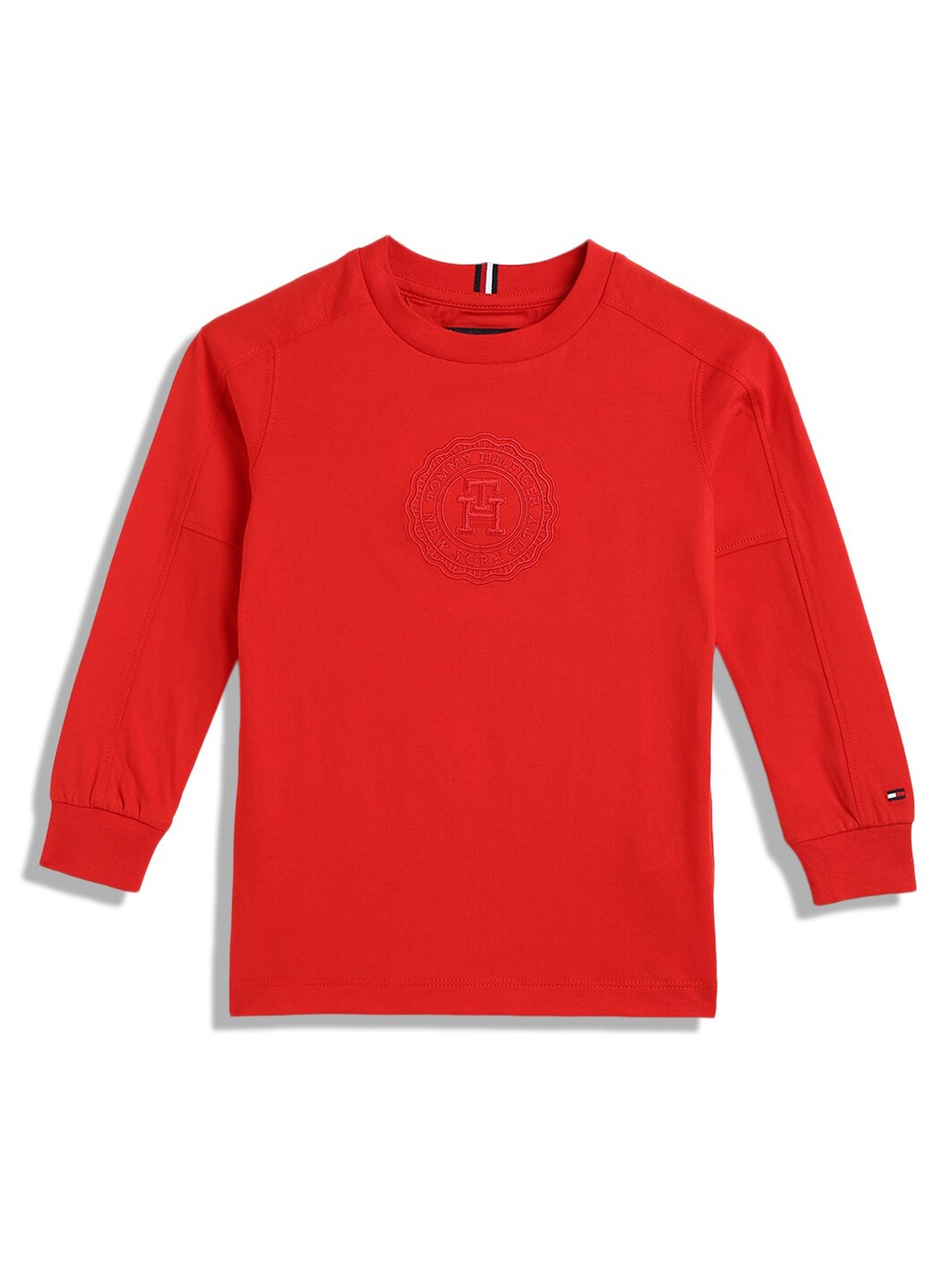 

Tommy Hilfiger Boys Embroidered Raglan Sleeves Pure Cotton Casual T-shirt, Red