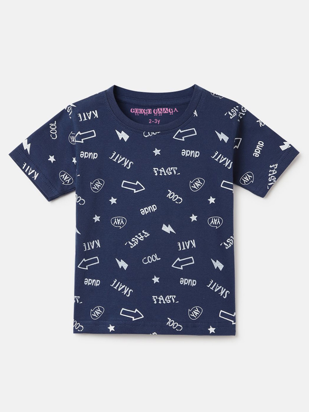 

Googo Gaaga Boys Printed Round Neck Short Sleeves Cotton T-shirt, Navy blue