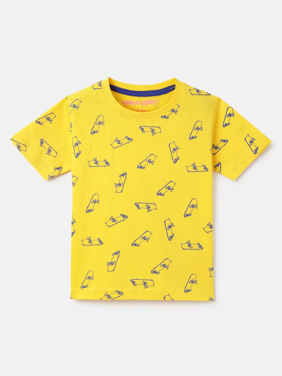 

Googo Gaaga Boys Printed Round Neck Short Sleeves Cotton T-shirt, Yellow