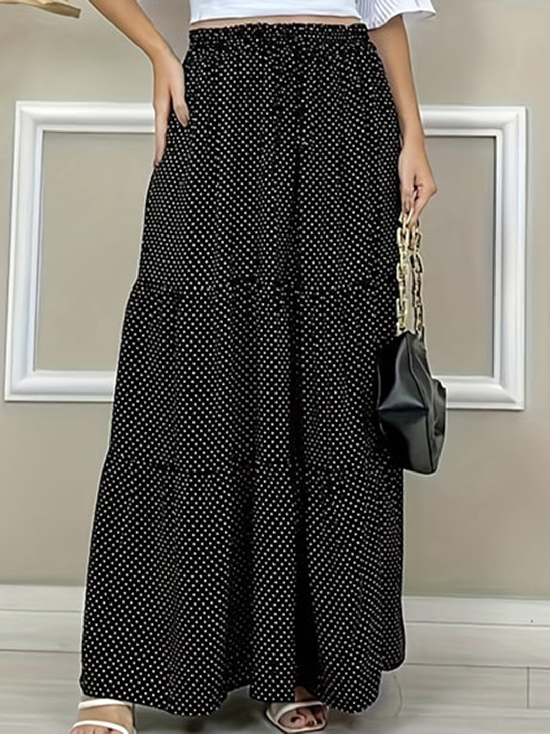 

StyleCast x Revolte Printed Tiered Maxi Skirt, Black