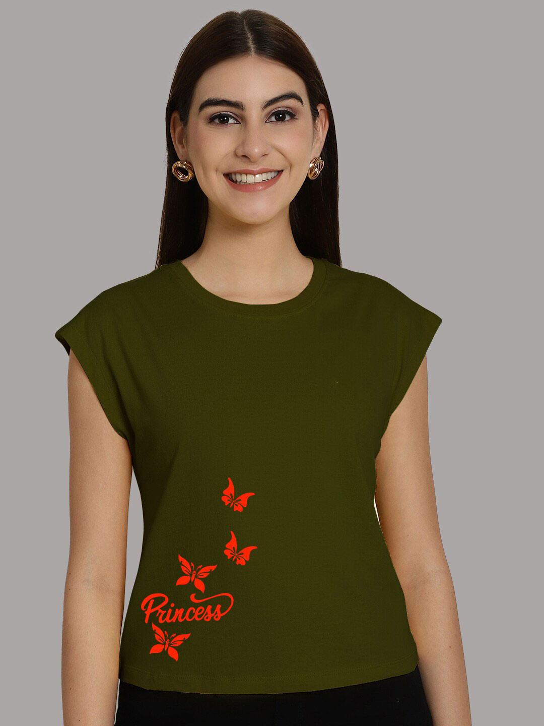 

Friskers Round Neck Extended Sleeves Cotton T-shirt, Olive