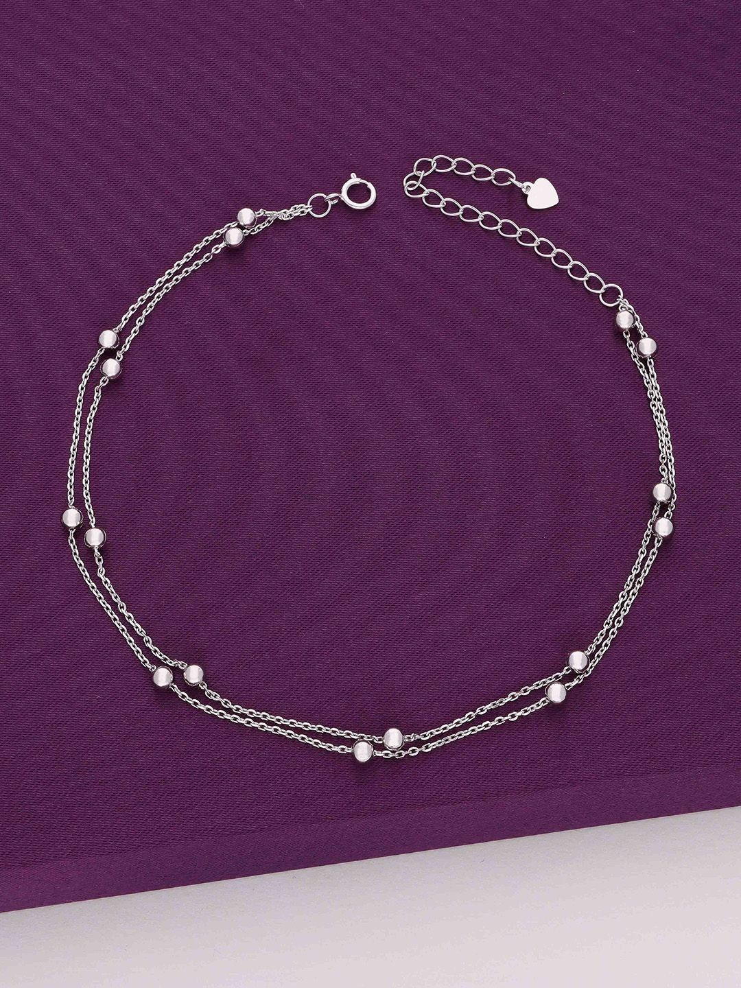 

KAI JEWEL Rhodium-Plated Beads Beaded Anklet, Silver