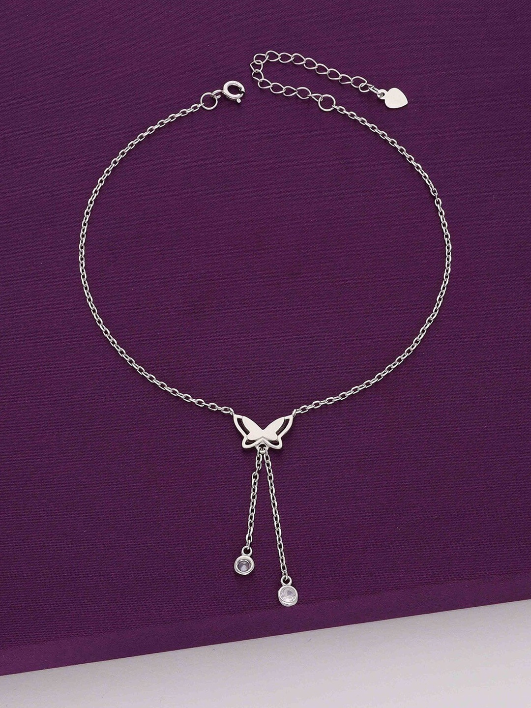 

KAI JEWEL womens Rhodium-Plated Anklet, Silver