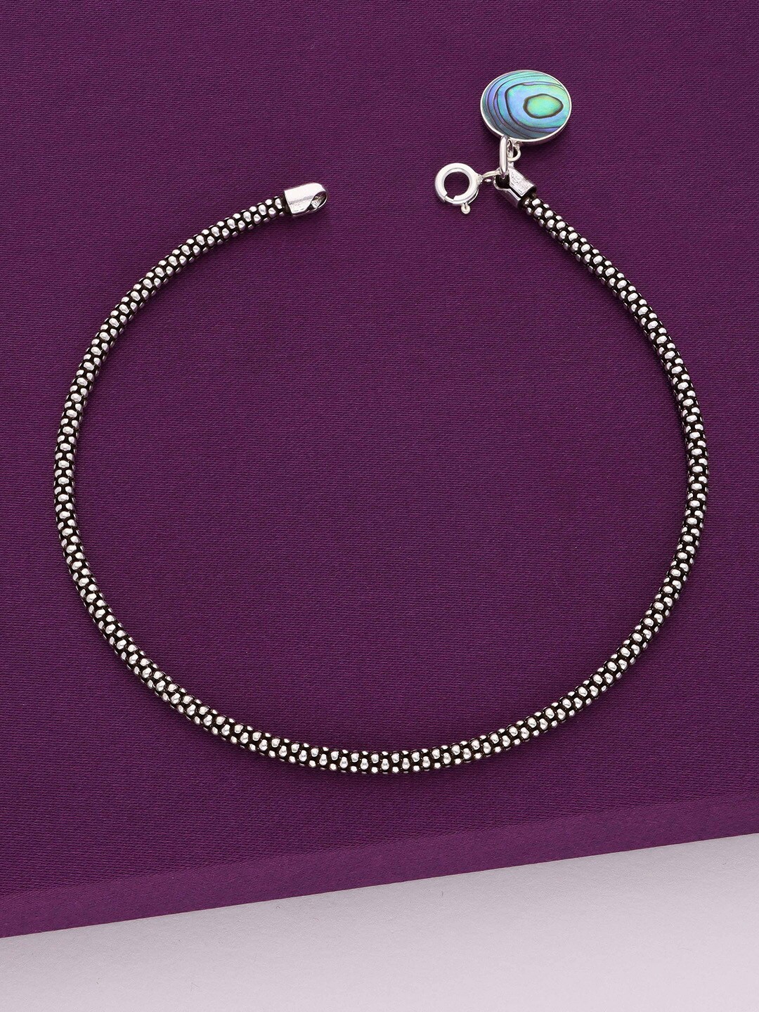 

KAI JEWEL Rhodium-Plated Oxidised Anklet, Silver