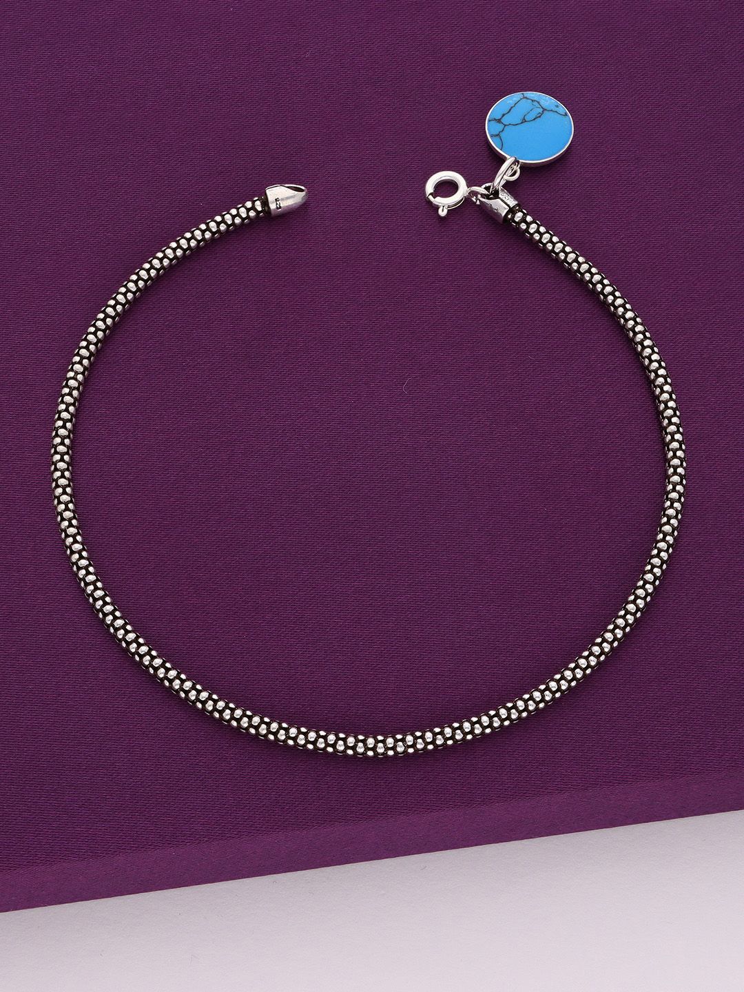 

KAI JEWEL Rhodium-Plated Oxidised Anklet, Silver