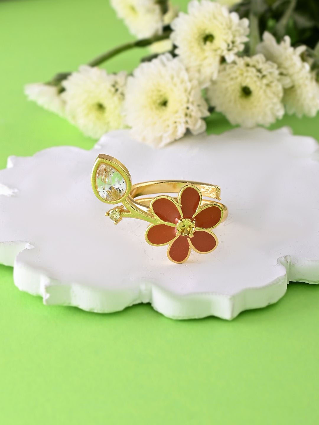 

Voylla Gold-Plated CZ-Studded Finger Ring