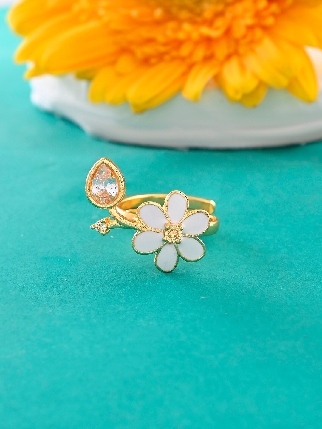 

Voylla Gold-Plated CZ-Studded Finger Ring