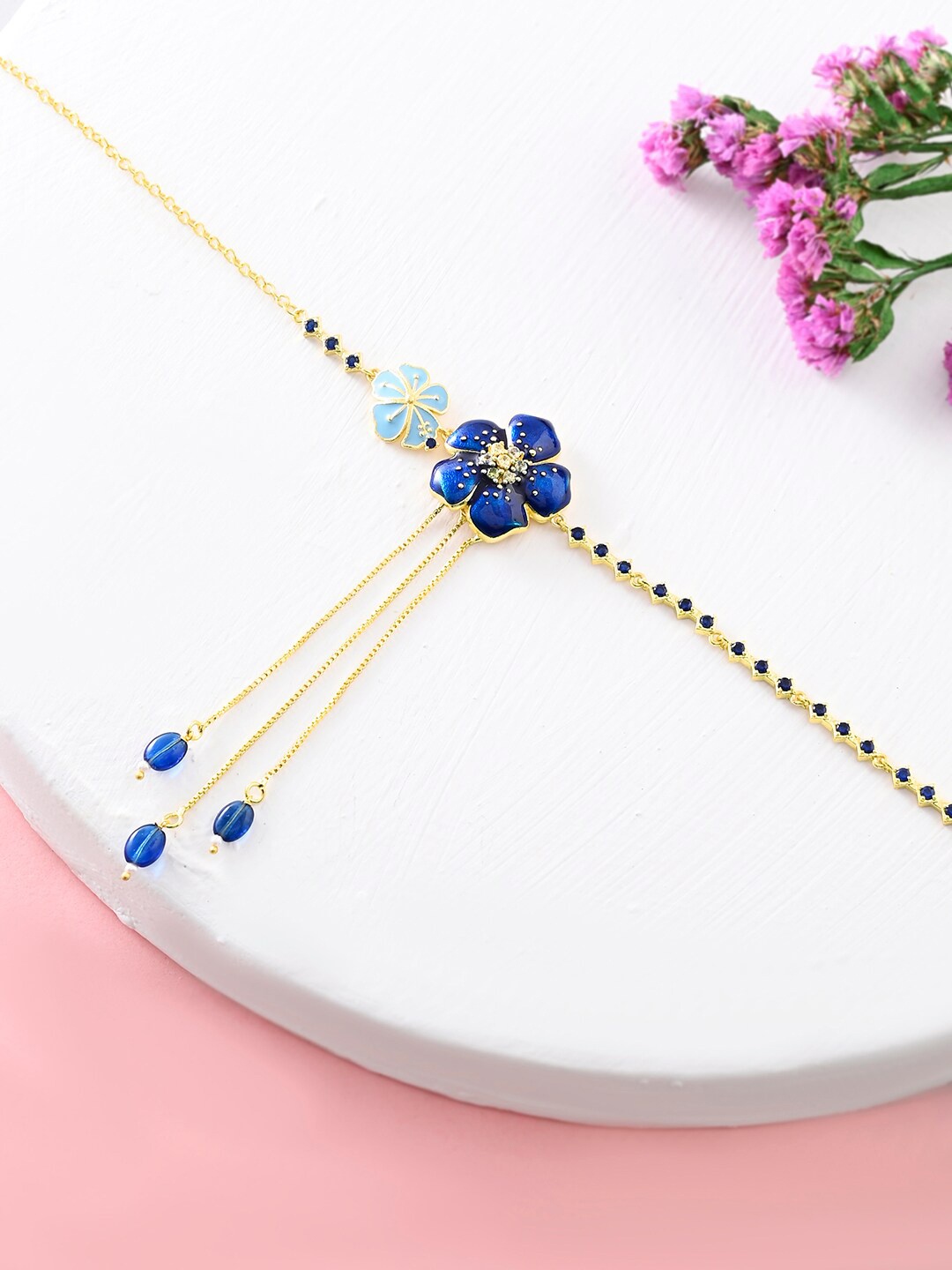 

Voylla Cubic Zirconia Gold-Plated Choker Necklace, Blue