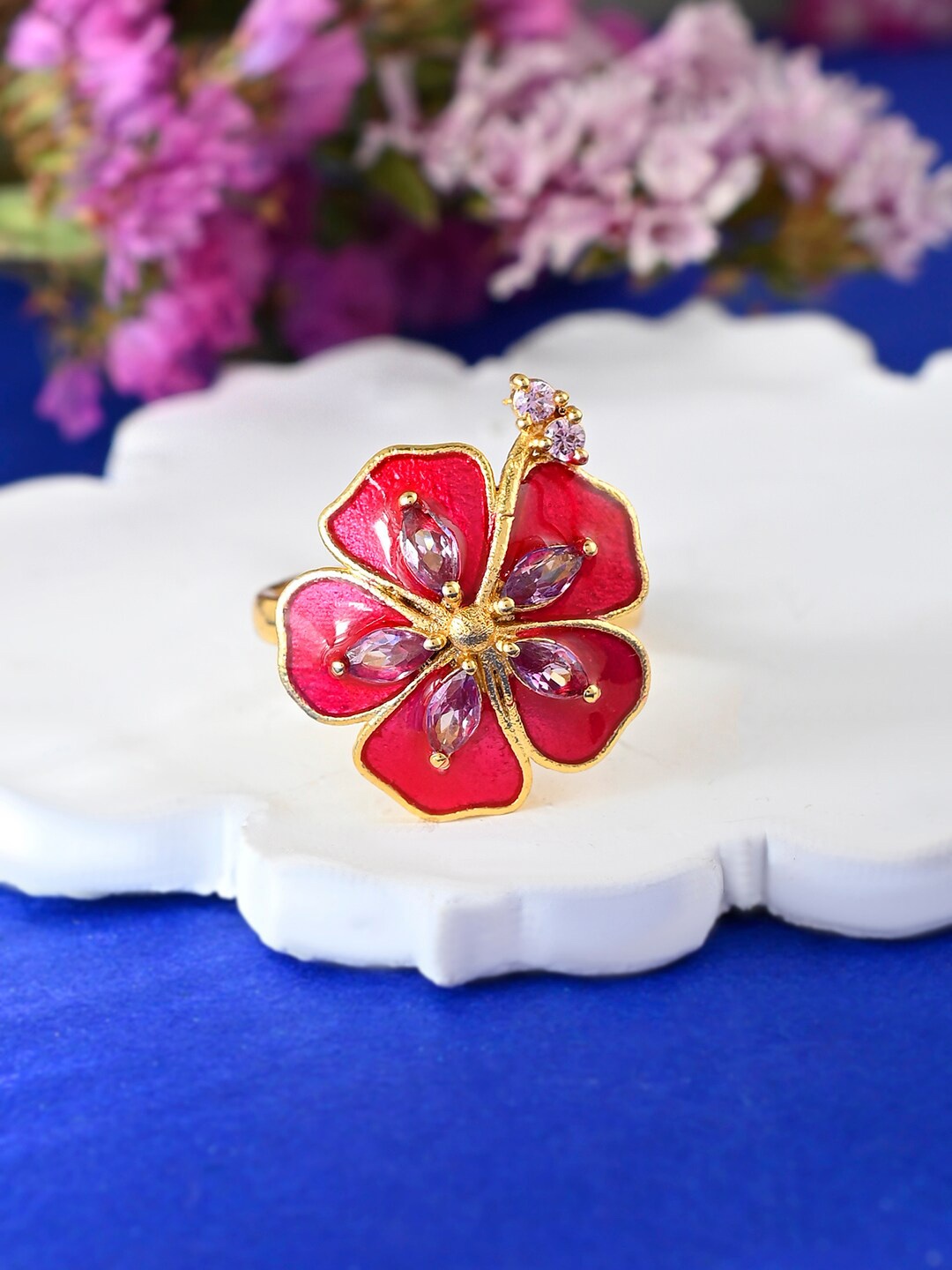 

Voylla Gold-Plated CZ-Studded Finger Ring