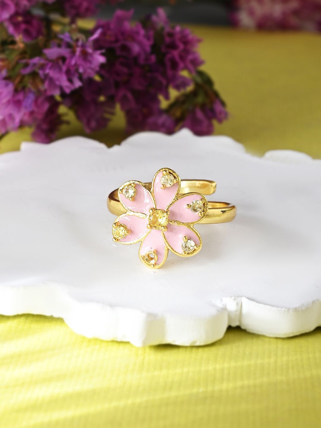 

Voylla Gold-Plated CZ-Studded Finger Ring