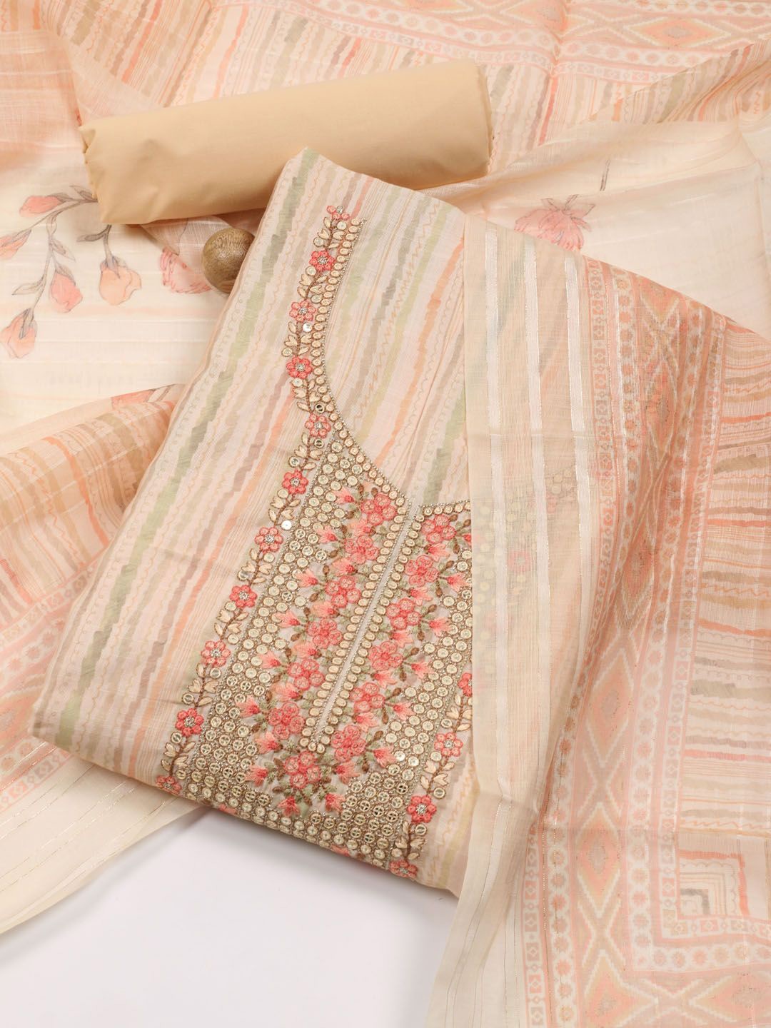 

Meena Bazaar Printed Linen Unstitched Dress Material, Yellow